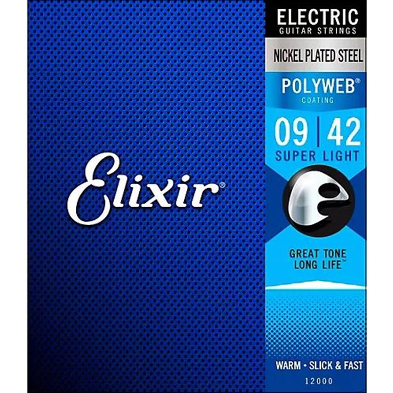 Elixir 12000 Nickel Plated Steel POLYWEB Electric Guitar Strings - Super Light
